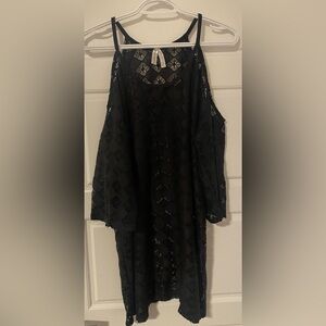 Black Lace Cold Shoulder Tunic